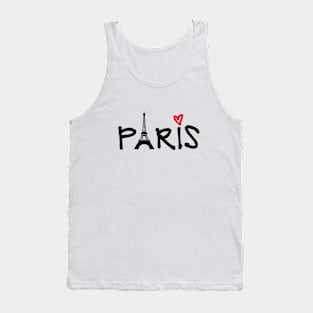 Paris with Eiffel tower and red heart Tank Top